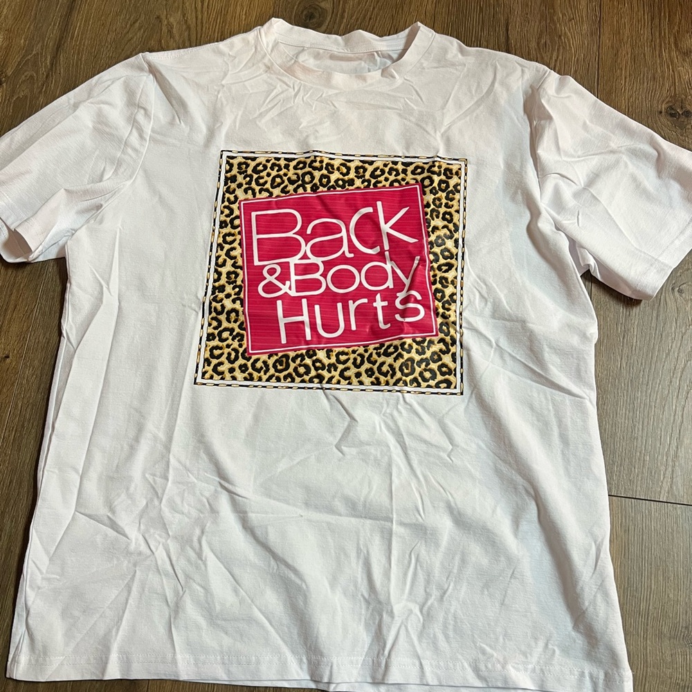 Graphic Tee with Leopard Print and Pink Text